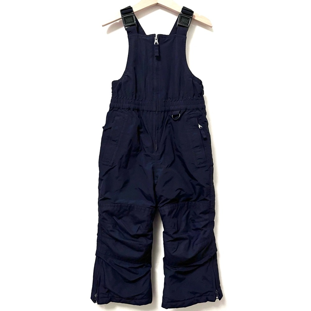 Lands' End • 5 • Navy Kids Insulated Snow Ski Bib Overalls Grow A Longs